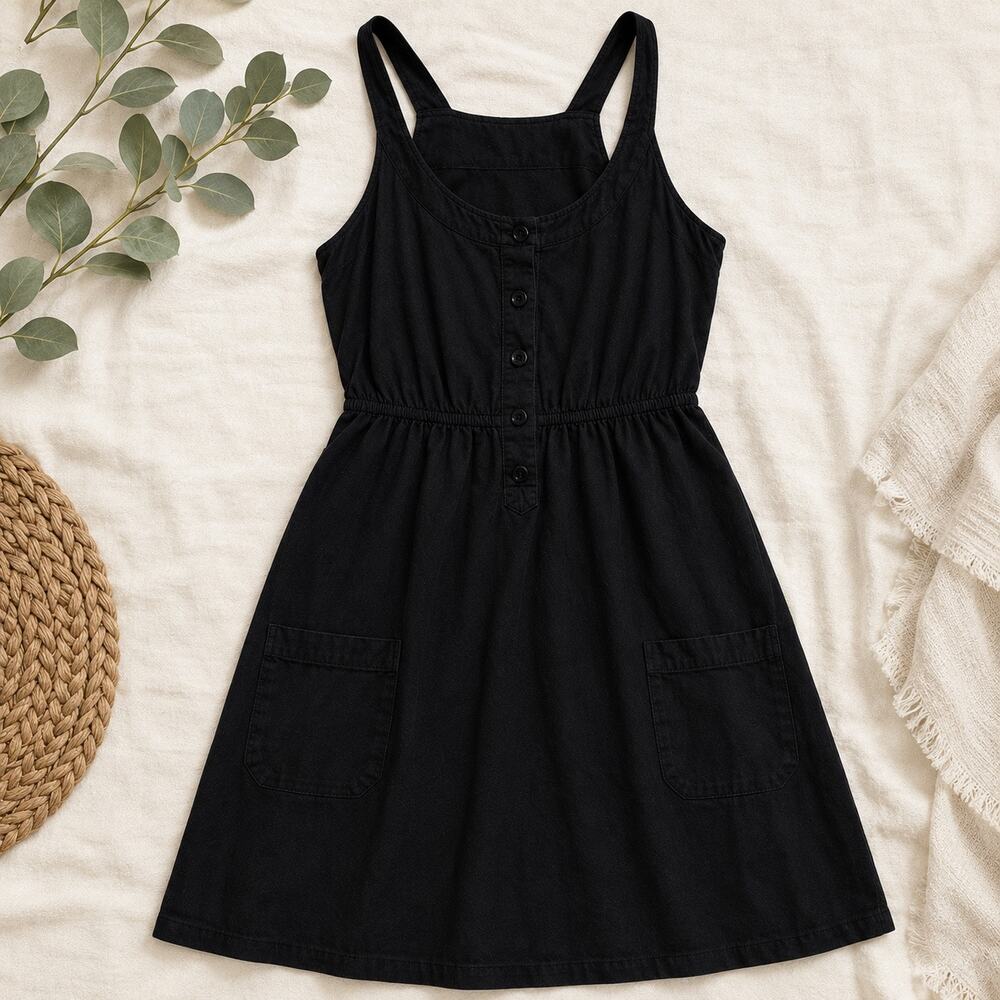 Fei blue Sleeveless Cotton Dress Size 2  Pocket Casual Mini Dress